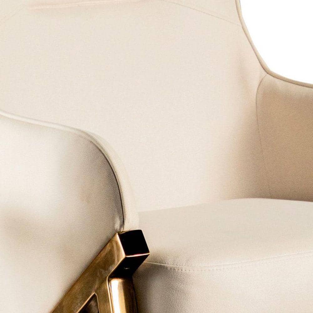 Beige Faux Leather Wingback Accent Chair with Wood Frame