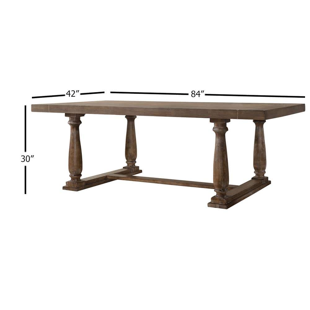 Weathered Oak Rectangular Wood Dining Table with Trestle Base