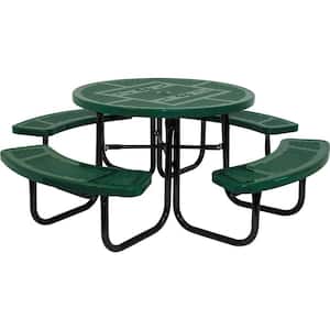 46 in. Green Dog Park Commercial Round Perforated Punch Table