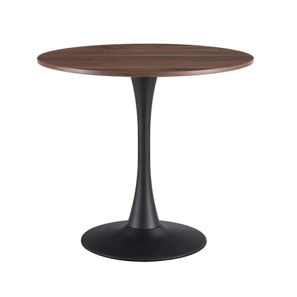 Tidoin Modern 31.49 in. Brown Round Wood Outdoor Dining Table