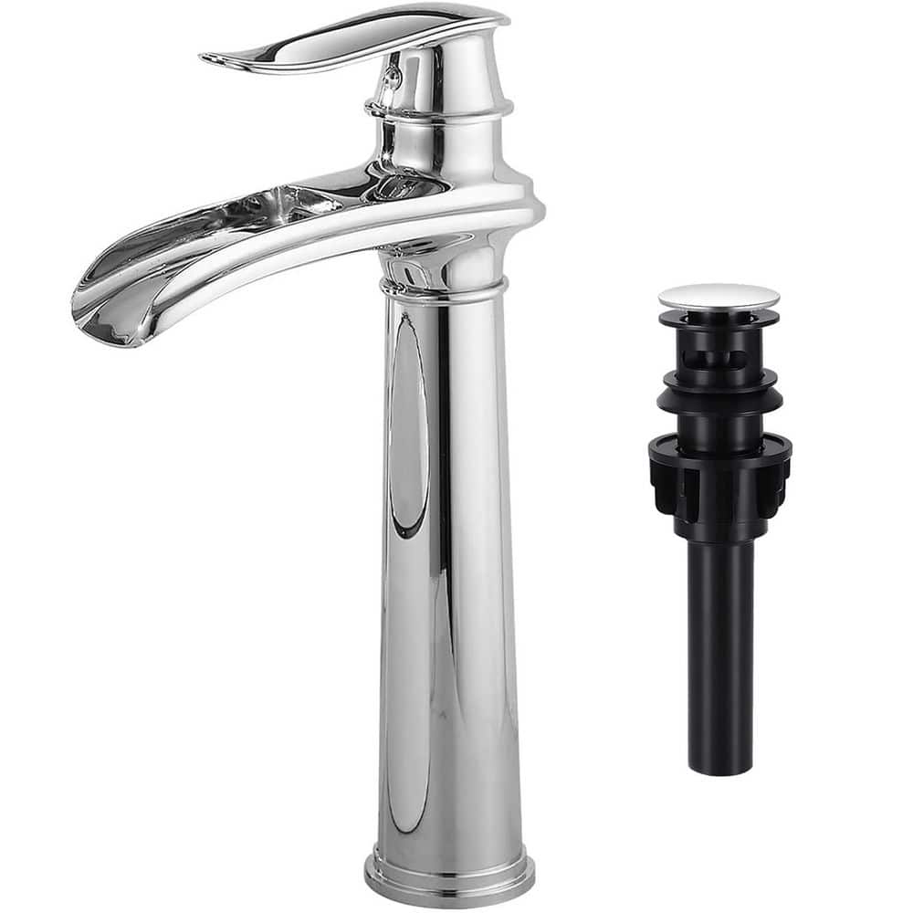 Waterfall Single Hole Single Handle Vessel Sink Faucet with Pop-up Drain in Polished Chrome price history on PriceWatchPro