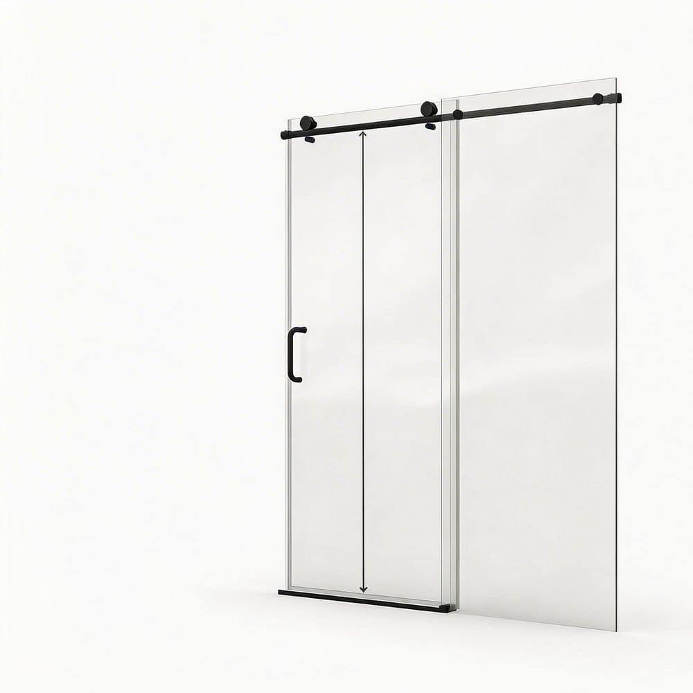 56 in.-60 in. W x 76 in. H Single Sliding Frameless Shower Door in Matte Black with Tempered Safety Glass price history on PriceWatchPro