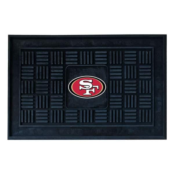 FANMATS NFL San Francisco 49ers Black 19 in. x 30 in. Vinyl Outdoor Door Mat