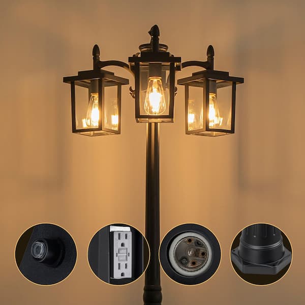 C Cattleya 3-Light Black Aluminum Dusk to Dawn Hardwired Outdoor