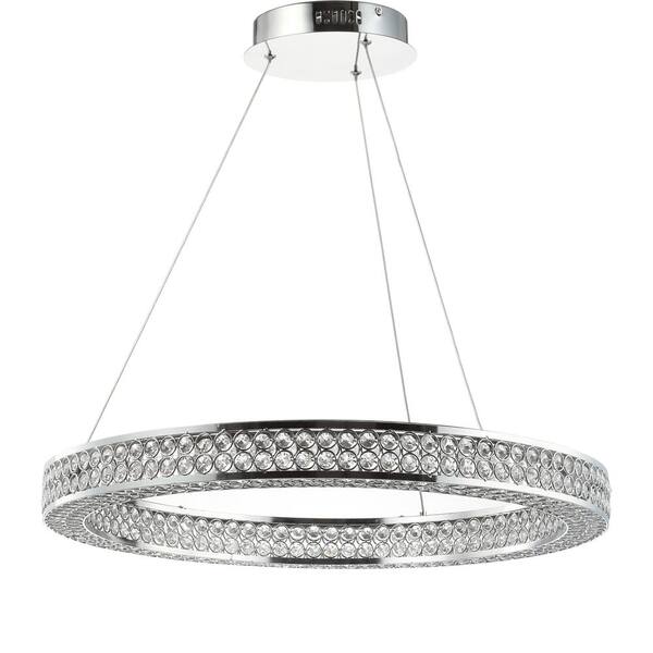 JONATHAN Y Benton 36 Watt Chrome Clear Integrated LED Chandelier