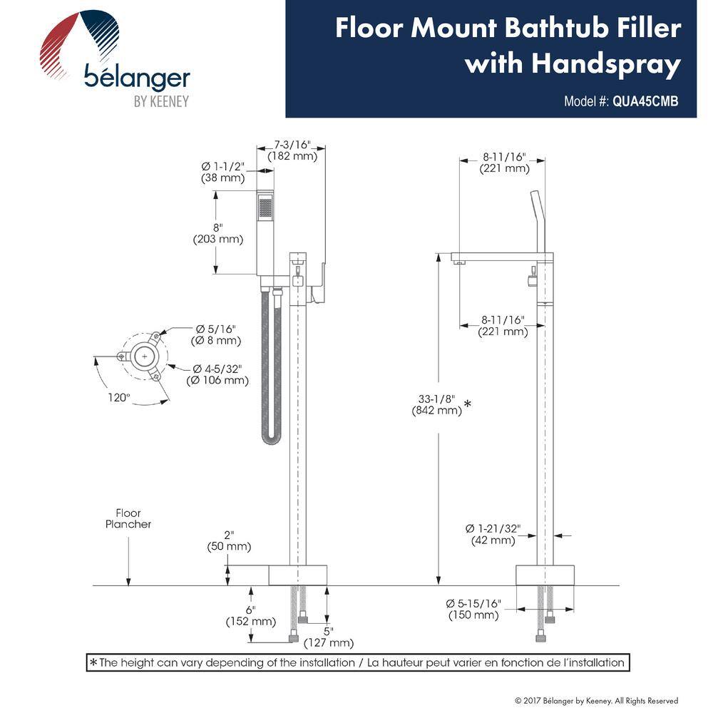 Matte Black Stainless Steel Freestanding Tub Filler with Hand Shower