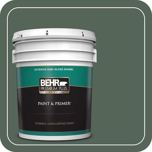 BEHR PREMIUM PLUS 5 gal. #460F-6 Medieval Forest Semi-Gloss Enamel Exterior Paint & Primer