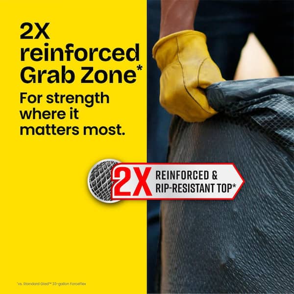 33 Gal. Heavy Duty 2x Reinforced and Rip Resistant Top Large Drawstring Outdoor Black Trash Bags (50-Count)