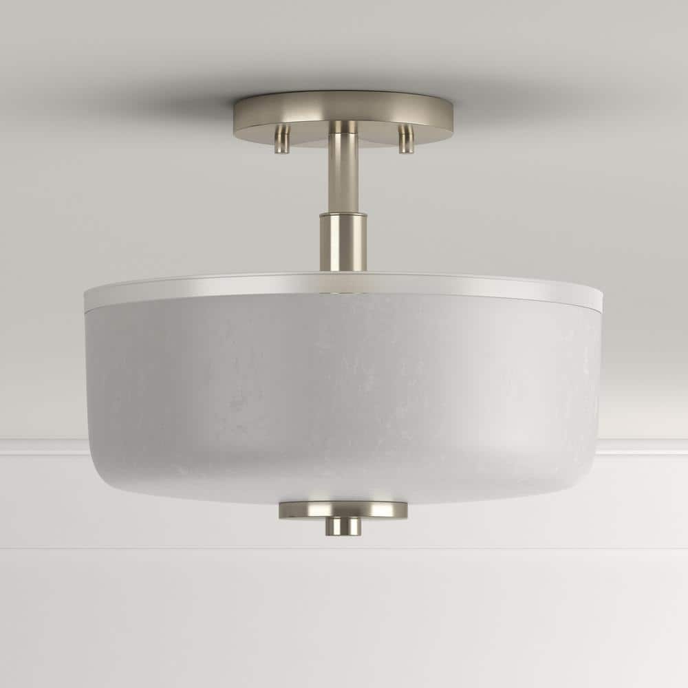 Alexa Brushed Nickel Semi-Flush Mount Light with Glass Shade