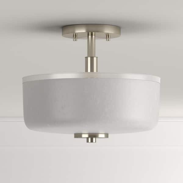 Alexa Collection 2-Light Brushed Nickel Semi-Flush Mount