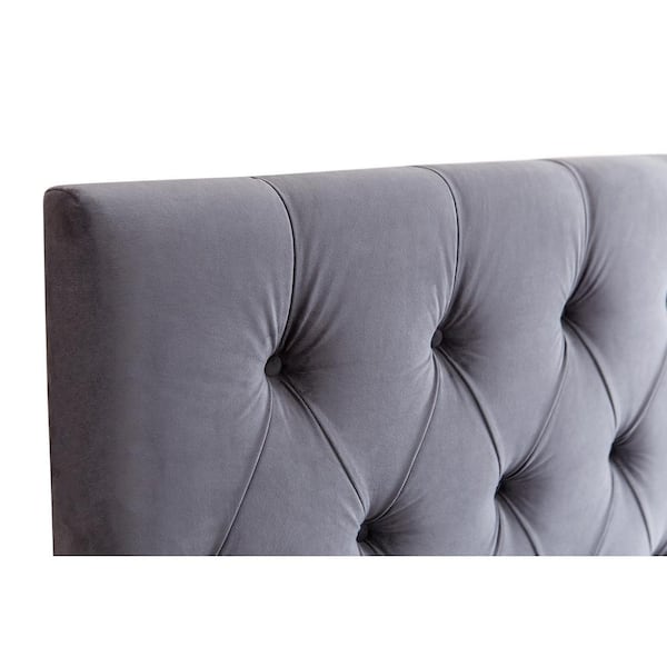 DEVON & CLAIRE Hector Tufted Gray Charcoal Queen/Full Velvet Headboard