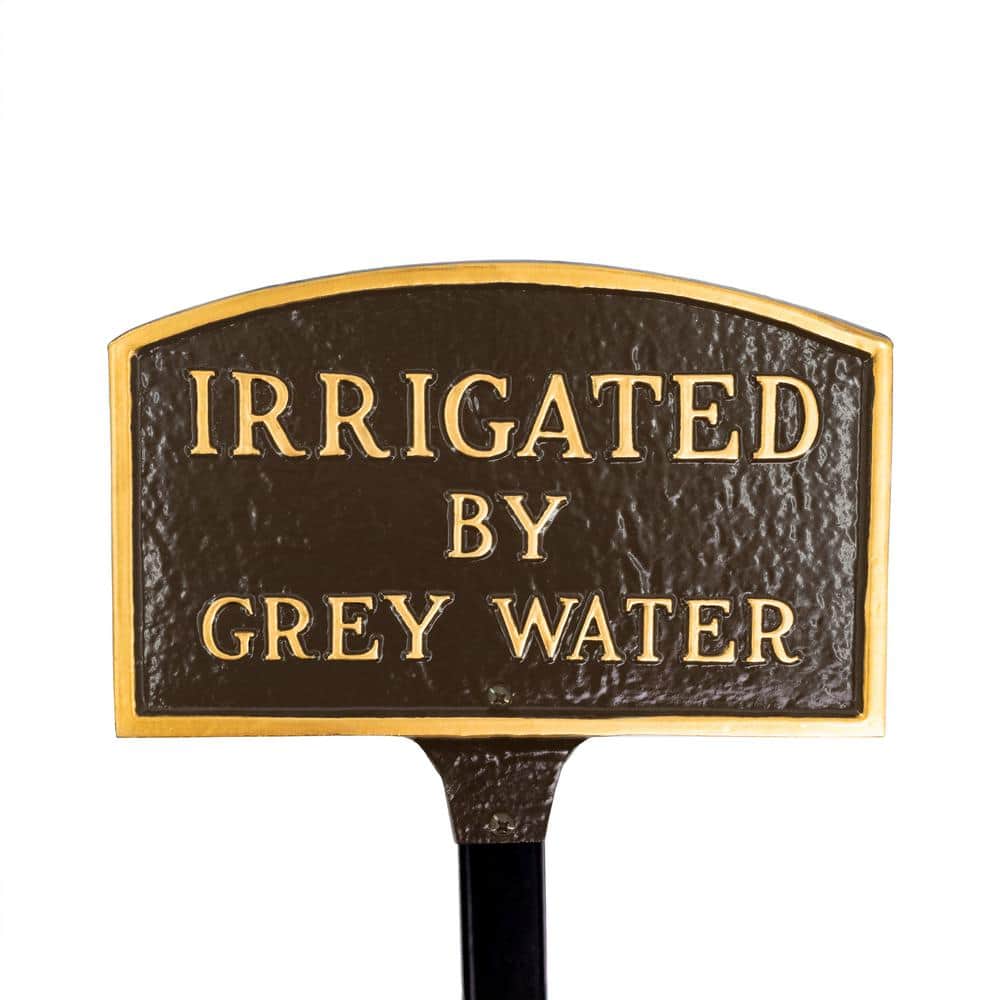 5.5 in. x 9 in. Small Arch Irrigated by Grey Water Statement Plaque Sign with Lawn Stake - Oil Rubbed/Gold price history on PriceWatchPro