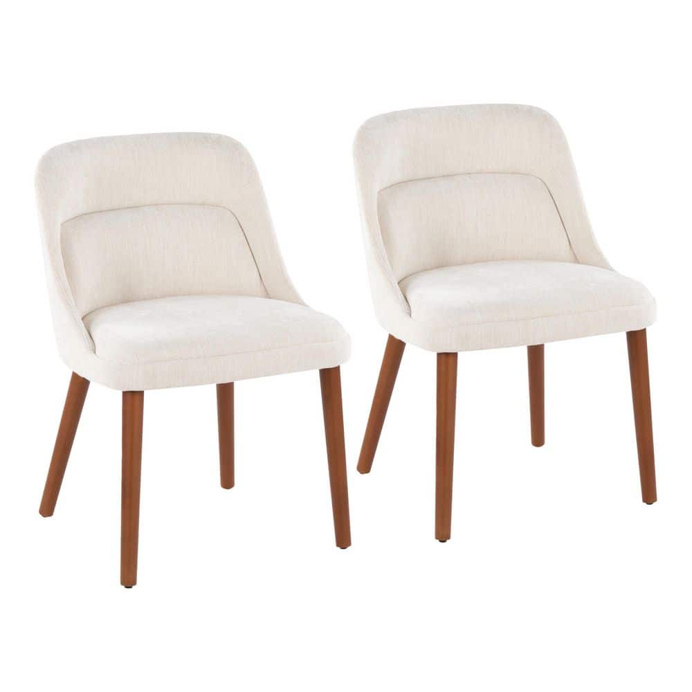 Lumisource Rina Walnut Wood and Cream Fabric Chair (Set of 2) CH