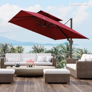 10 ft. Aluminum Cantilever Tilt Patio Umbrella in Red