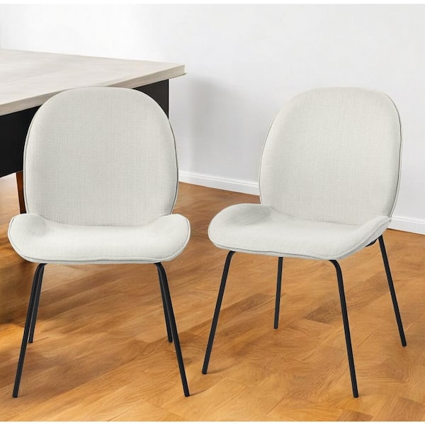 HomeRoots White And Black Upholstered Fabric Side Chair (Set Of 2)