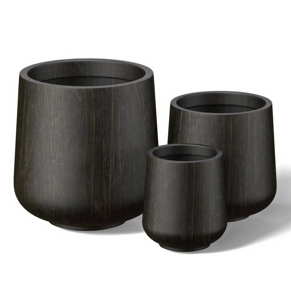 10 in. 13.5 in. 17 in. Bronzed Black (Enhanced Interior) Concrete Round Planter / Pot with Drainage Holes (Set of 3) price history on PriceWatchPro