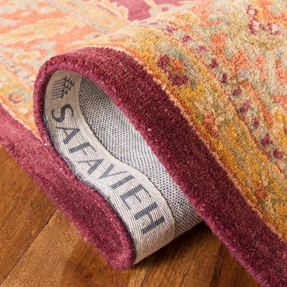 Handmade Red and Rust Round Wool Tufted Rug, 4' x 4'
