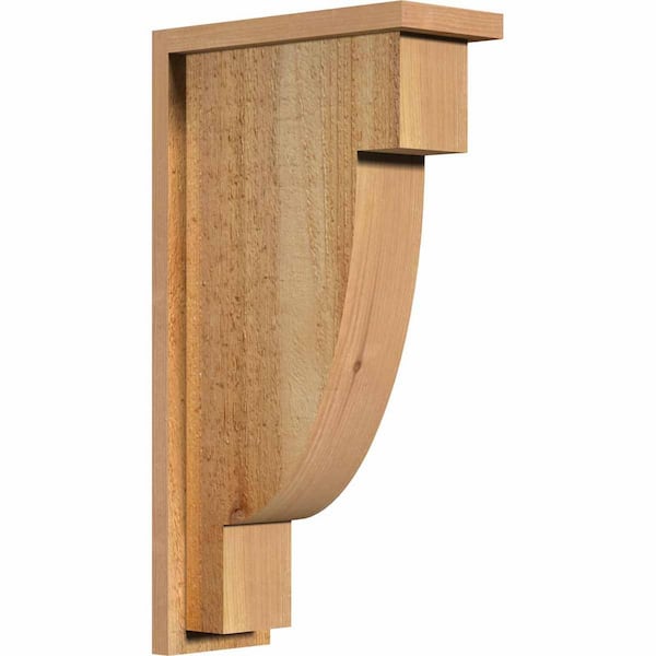 Ekena Millwork 6 in. x 14 in. x 26 in. Western Red Cedar Alpine Rough Sawn Corbel with Backplate