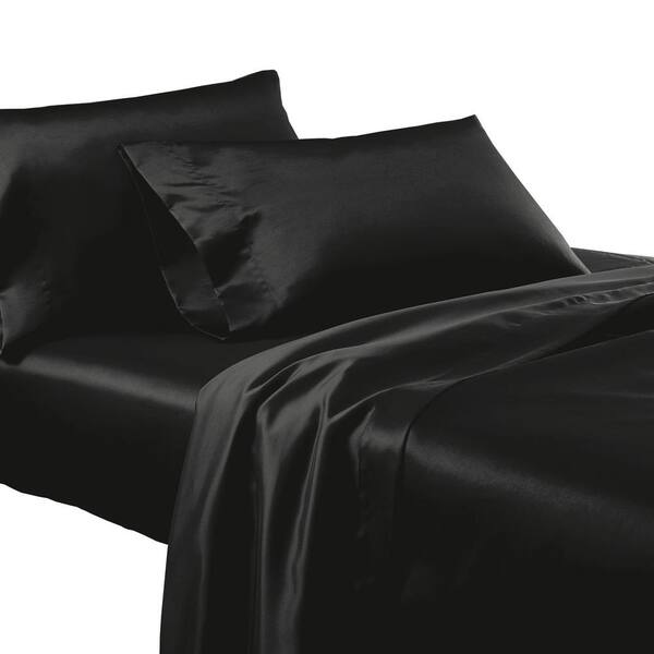 Polyester King Size Sheet Set, Black Satin King Size Duvet Cover
