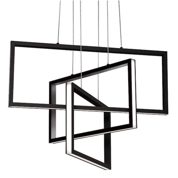 Cole 36-Watt Integrated LED Black Pendant with Acrylic Shade