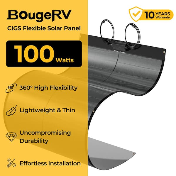 100-Watt Compact CIGS Thin-Film Flexible Lightweight Solar Panell with Pre-Punched Holes for Easy Installation