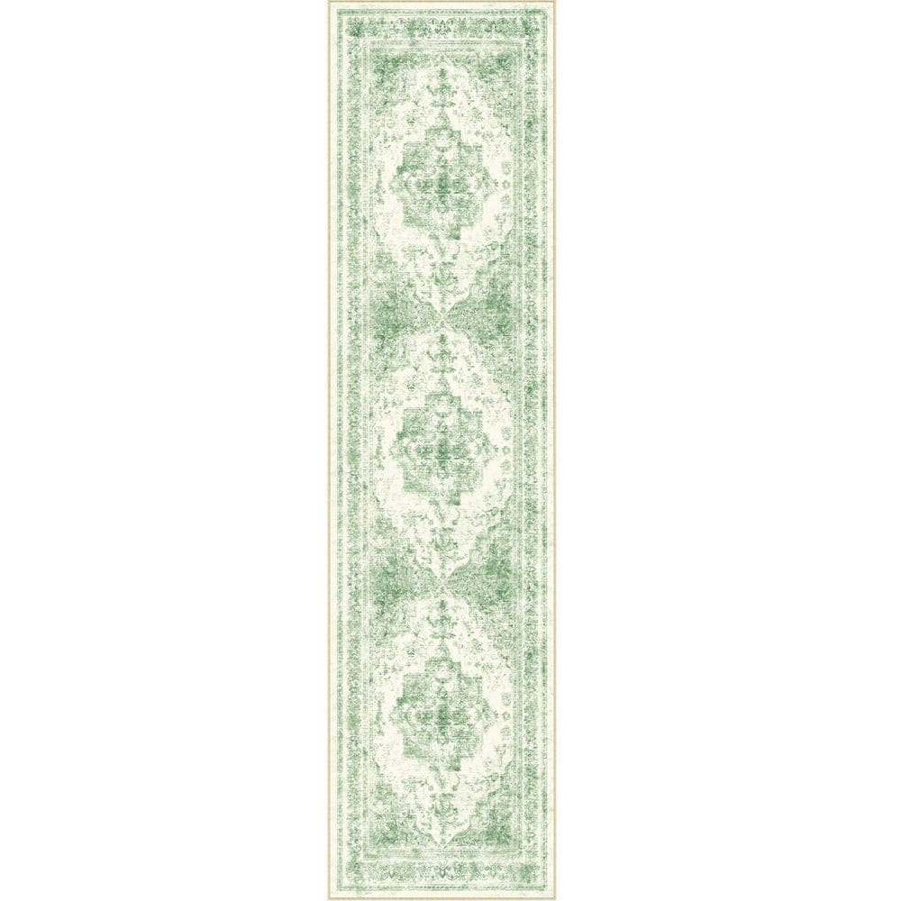 Persia Green 2 ft. x 8 ft. Vintage Medallion Distressed Runner Rug price history on PriceWatchPro