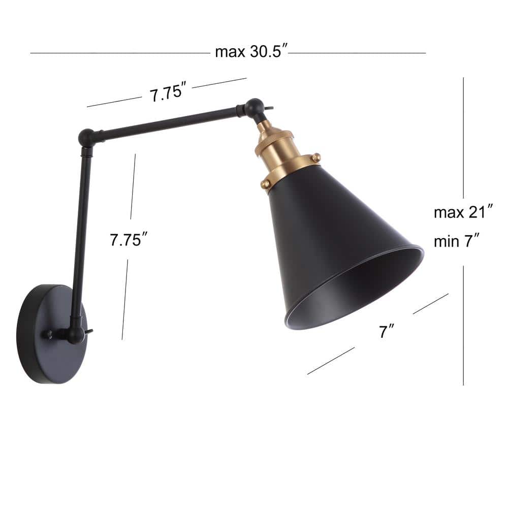 Rover 30.5'' Adjustable Arm Metal LED Wall Sconce, Black Satin Finish