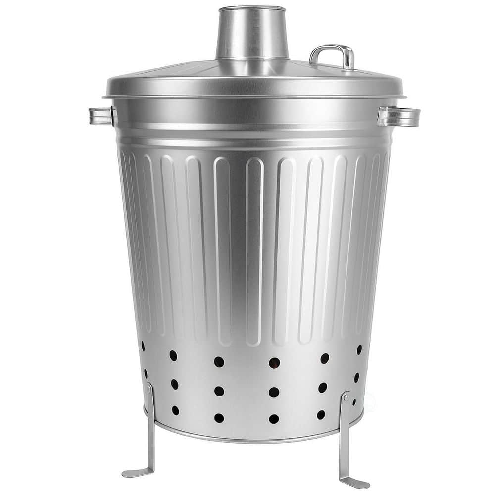 Silver Galvanized Steel Outdoor Incinerator Can Large Garden Waste Burner Bin with Lid Ventilation Holes and Raised Legs price history on PriceWatchPro