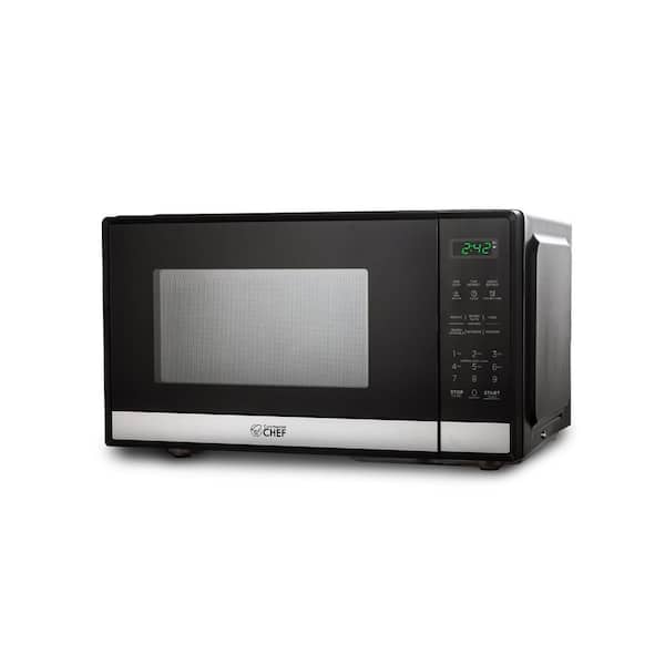 Commercial CHEF 18.9 in. Width 0.9 cu.ft. Stainless Steel/Black 900-Watt Countertop  Microwave Oven CHM9MS - The Home Depot