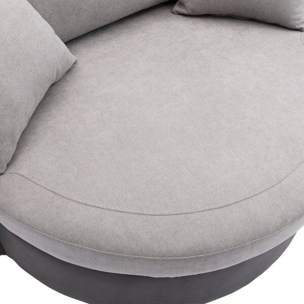 HOMEFUN Gray Mix Beige Swivel Micro Linen Fabric Upholstered