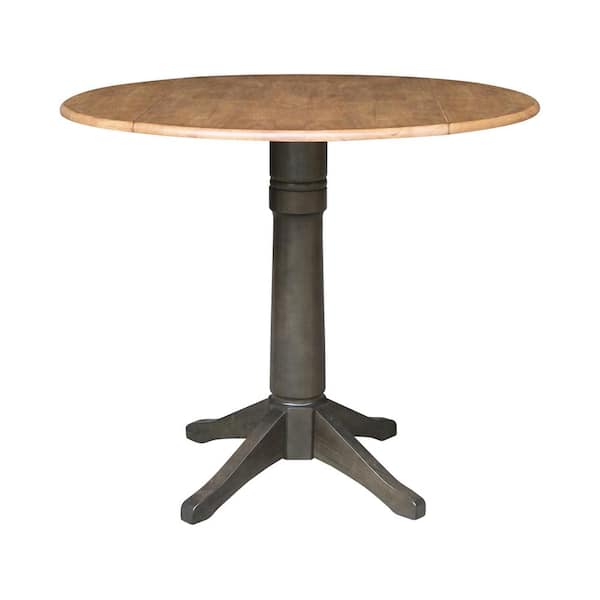 International Concepts 42 in. x 36.3 in. H Round Hickory/Washed Coal Solid Wood Top Dual Drop Leaf Pedestal Table