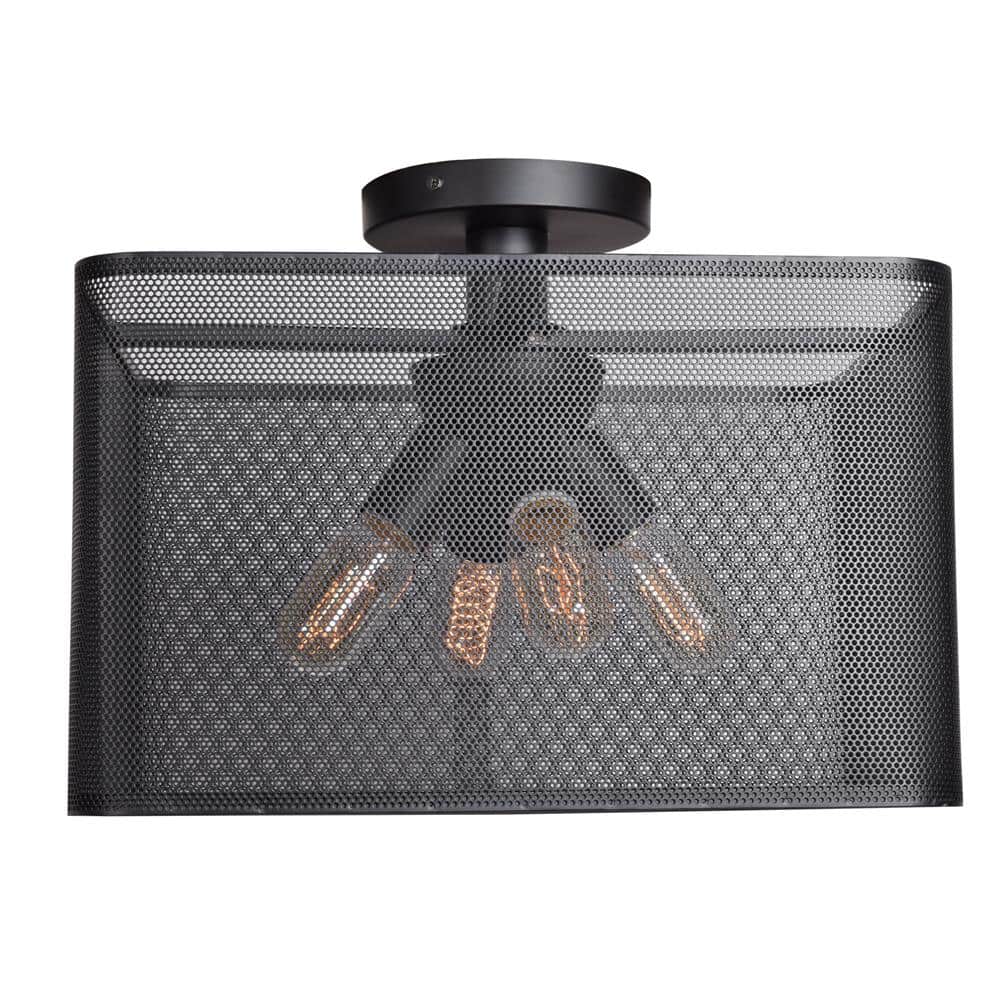 Epic 16 in. W 5-Watt Black Integrated LED Square Semi-Flushmount