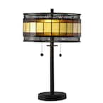 23.25 in. Tiffany Bronze Table Lamp with Hand Rolled Art Glass and Metal