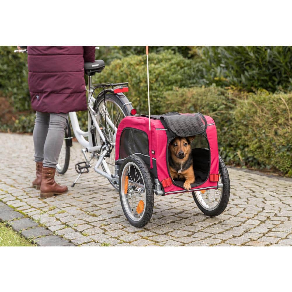 TRIXIE Red and Black Foldable Dog Bike Trailer with Windows