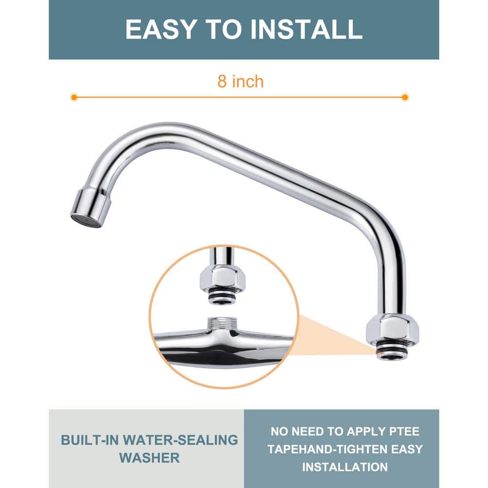 8" Polished Chrome Swivel Spout Replacement for Kitchen Sink