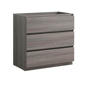 Lazzaro 36 in. Modern Bath Vanity Cabinet Only in Gray Wood