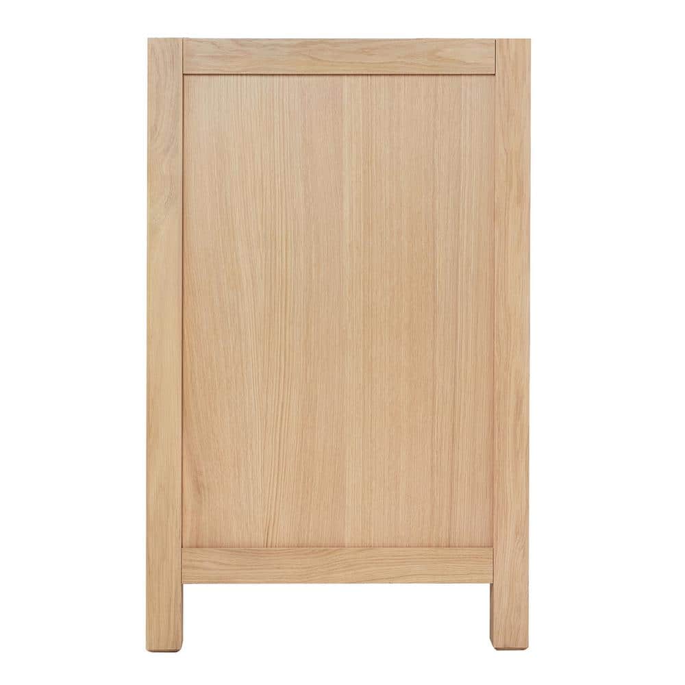 66'' Medium Oak Double Freestanding Bathroom Vanity with Black Hardware