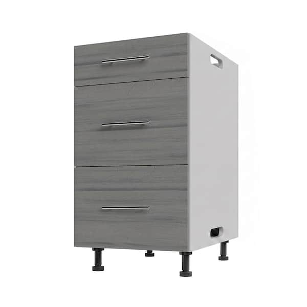 Miami Weatherboard 18 in. X 27 in. X 34.5 in Outdoor Base Cabinet 3 Drawer in Dark Ash Matte