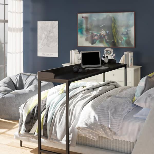 Ameriwood Home Piper Hill Over The Bed Desk, 72.25 in. Rectangular, Espresso Desk with Castors, and adjustable height