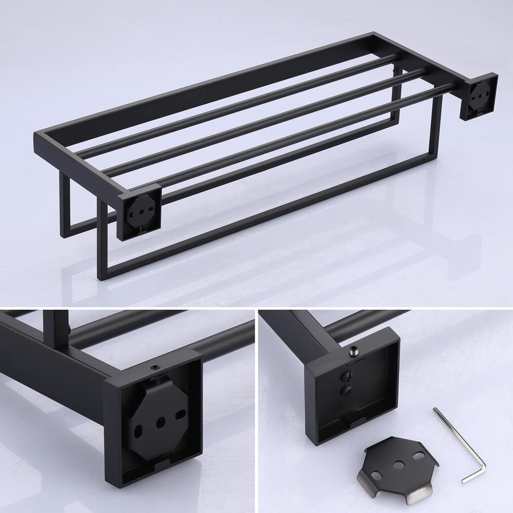 Matte Black Stainless Steel Double Towel Rack, 24-inch