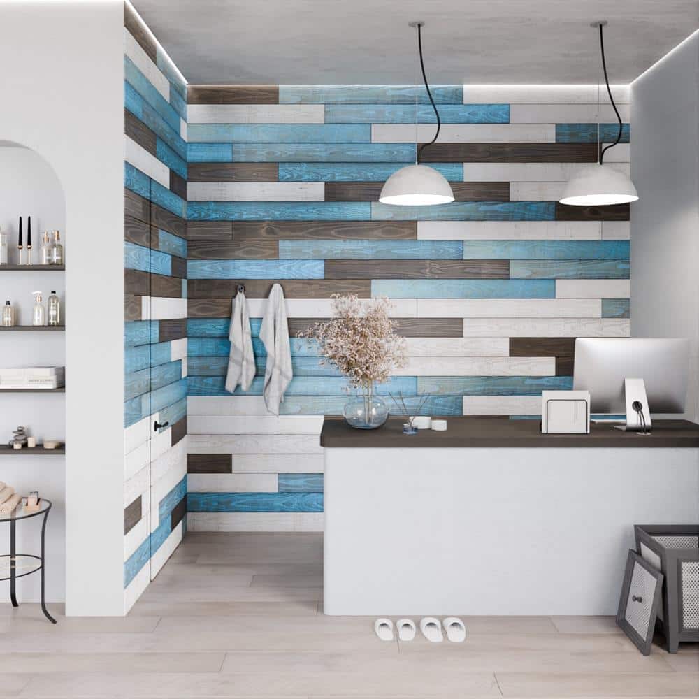 48'' Reclaimed Pine Peel & Stick Textured Wall Planks