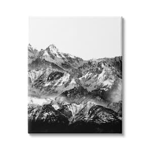Snow Cap Mountain High Contrast Black White Landscape by Shelley Lake Unframed Print Nature Wall Art 16 in. x 20 in.