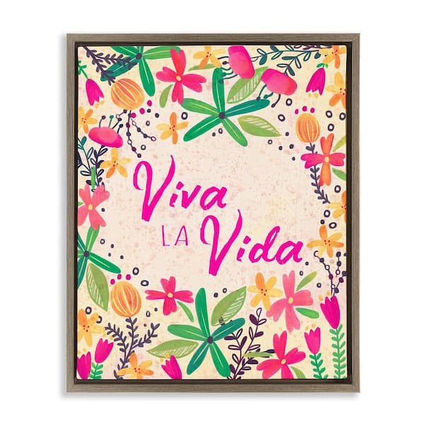 Stupell Industries Live Life Florals by Josefina Brown Floater Frame Typography Graphic Art Print 21 in. x 17 in.