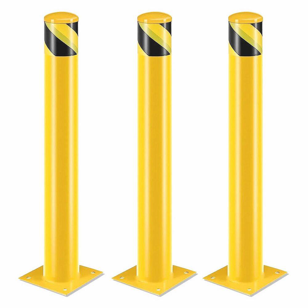 42 in. H x 4.5 in. D Yellow Steel Bollard Post for Traffic-Sensitive Area, Garage or Parking Lot (Set of 3) price history on PriceWatchPro