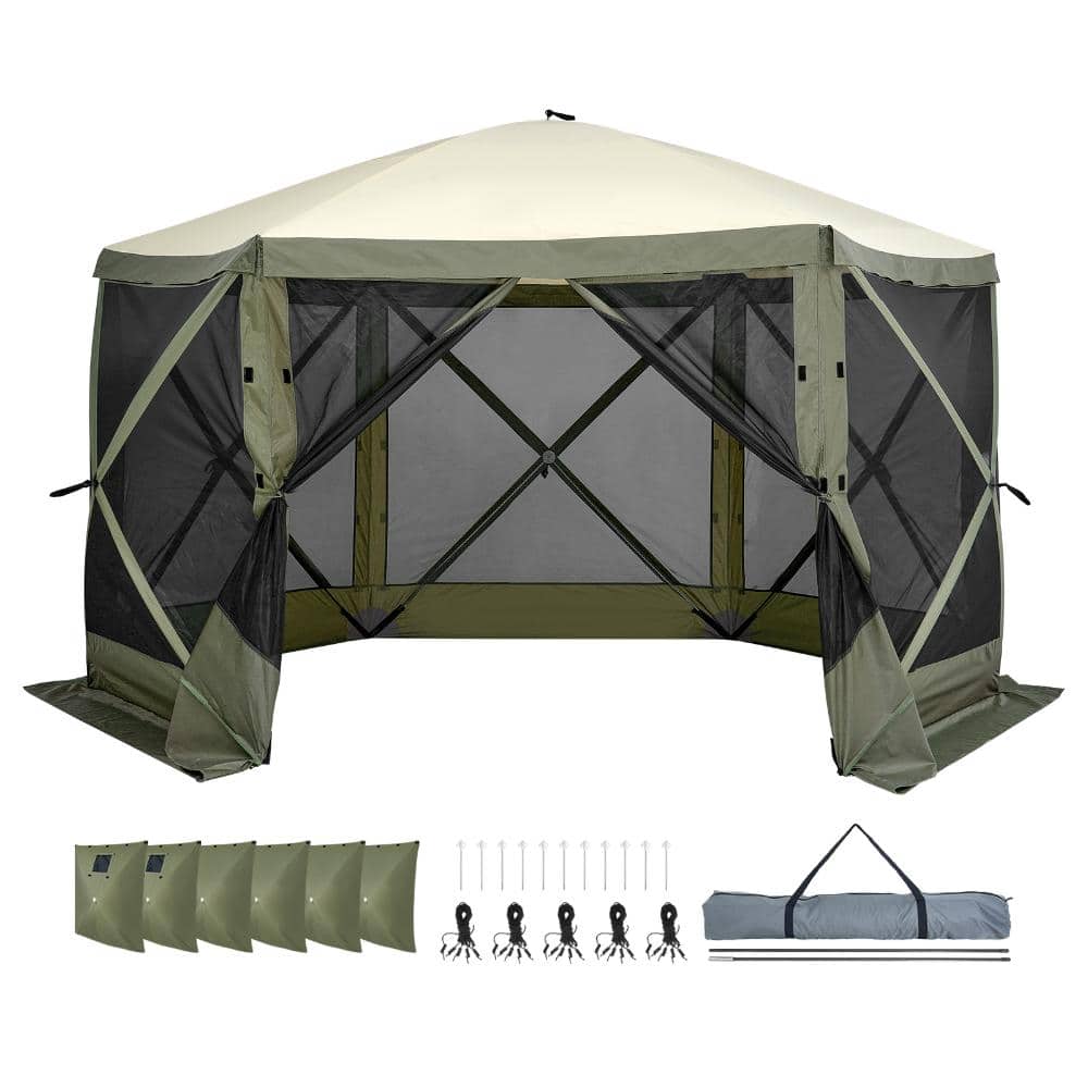 12x12 FT Pop-Up Screen Gazebo Tent with Mesh Netting & Removable Privacy Panels, Army Green price history on PriceWatchPro