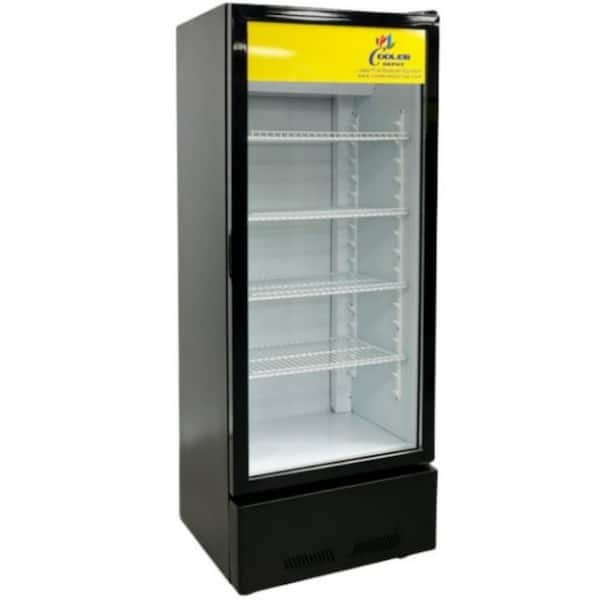 27 in. W 15 cu. ft. Commercial Upright 1-Glass Door Refrigerator Beverage Cooler in Black