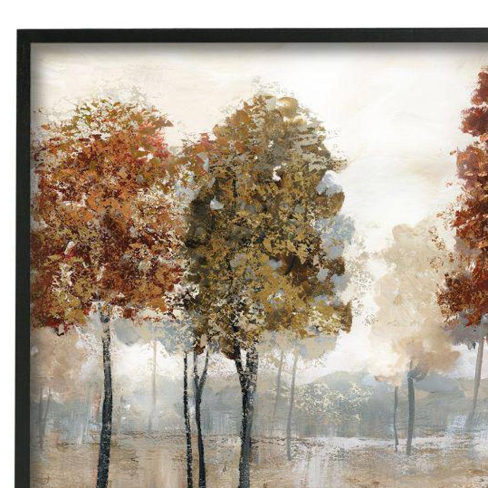 Autumn Orchard Landscape Print on Canvas with Black Frame