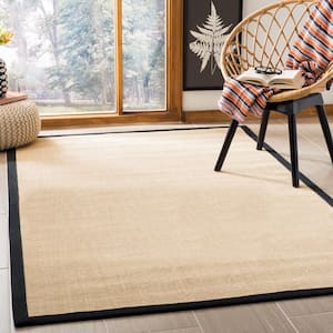 Natural Fiber Maize/Black 4 ft. x 6 ft. Border Area Rug