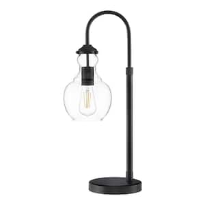 Bakerston 23 .5 in. Matte Black Table Lamp with Clear Glass Shade