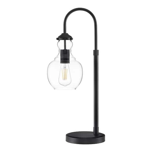 Home Decorators Collection Bakerston 23 .5 in. Matte Black Table Lamp with Clear Glass Shade